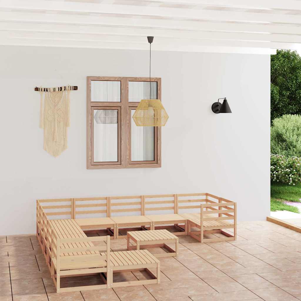 12 Piece Garden Lounge Set Solid Wood Pine