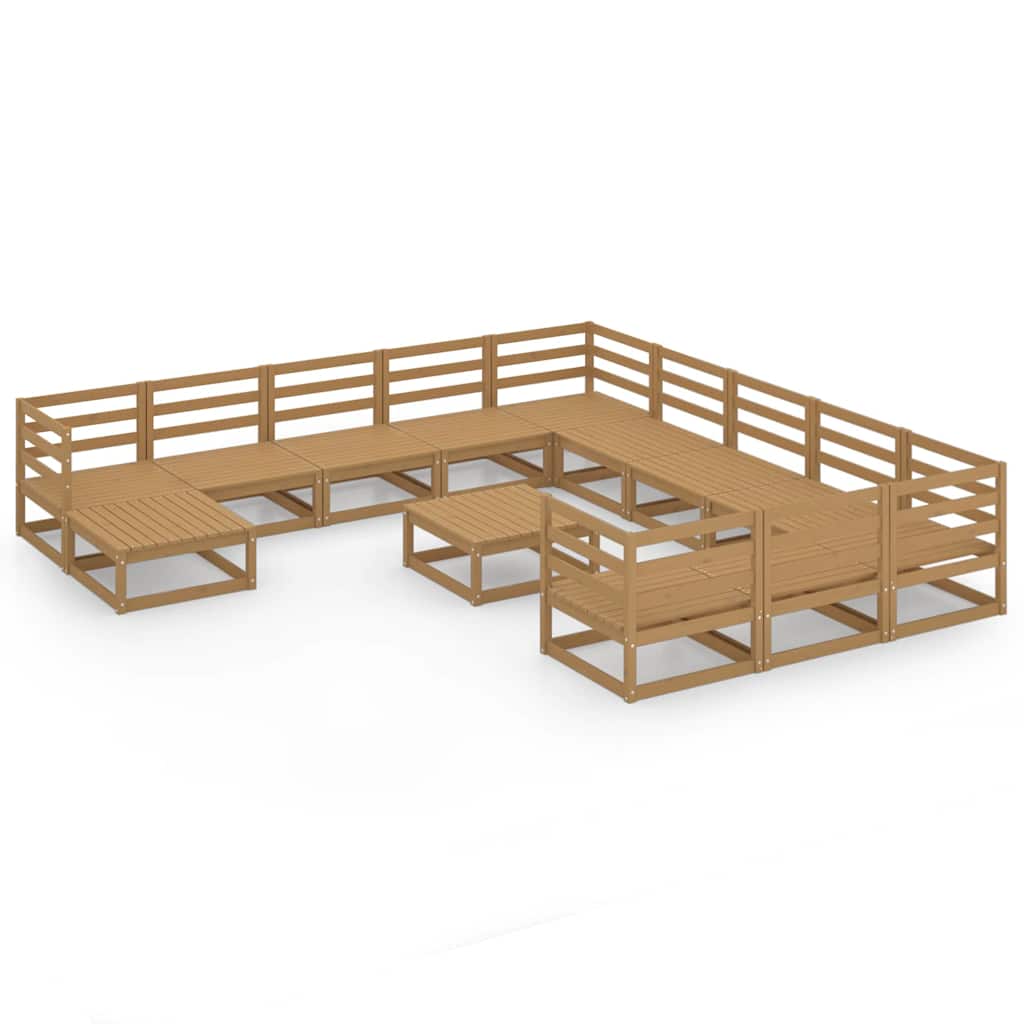 13 Piece Garden Lounge Set Solid Wood Pine