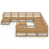 13 Piece Garden Lounge Set Solid Wood Pine
