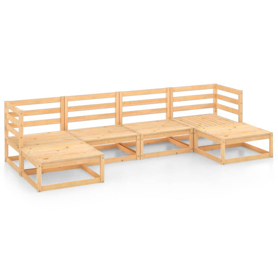 6 Piece Garden Lounge Set Solid Wood Pine