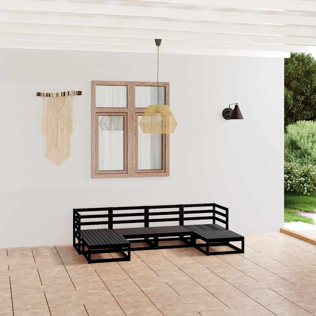 6 Piece Garden Lounge Set Solid Wood Pine
