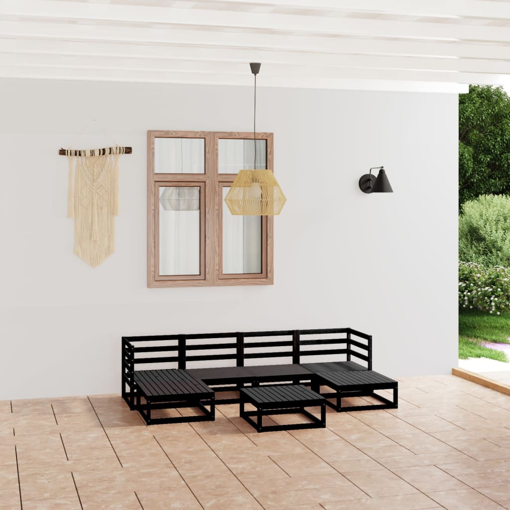 7 Piece Garden Lounge Set Solid Pinewood