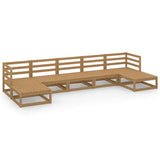 7 Piece Garden Lounge Set Solid Wood Pine - Front View