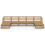 7 Piece Garden Lounge Set Solid Wood Pine
