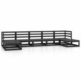 7 Piece Garden Lounge Set Solid Wood Pine - Front View