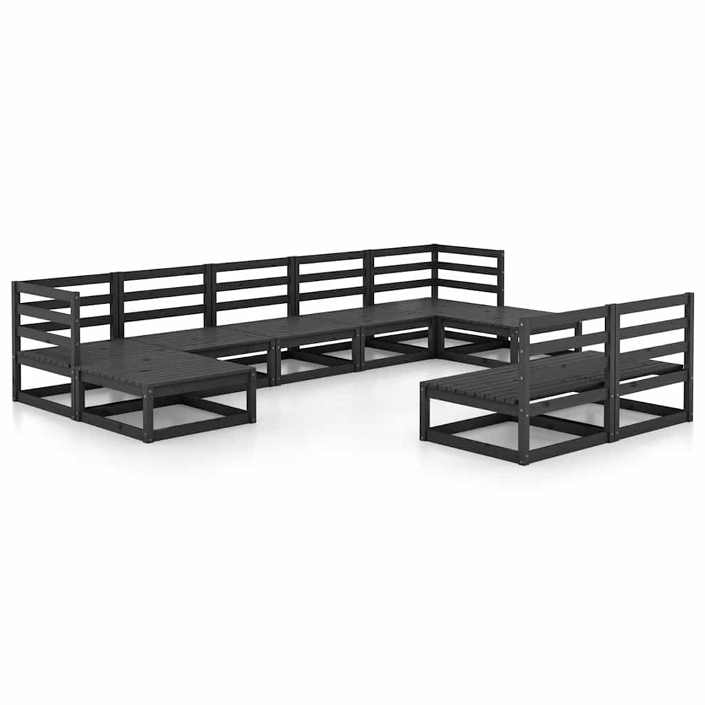 9 Piece Garden Lounge Set Solid Wood Pine