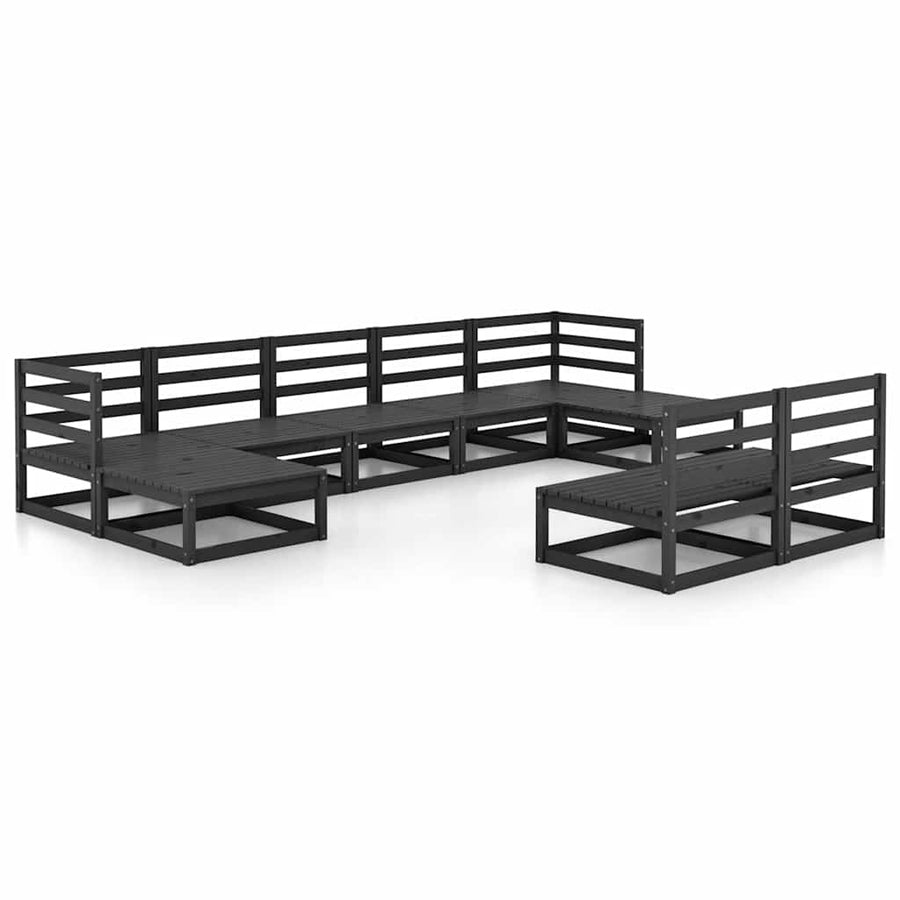 9 Piece Garden Lounge Set Solid Wood Pine
