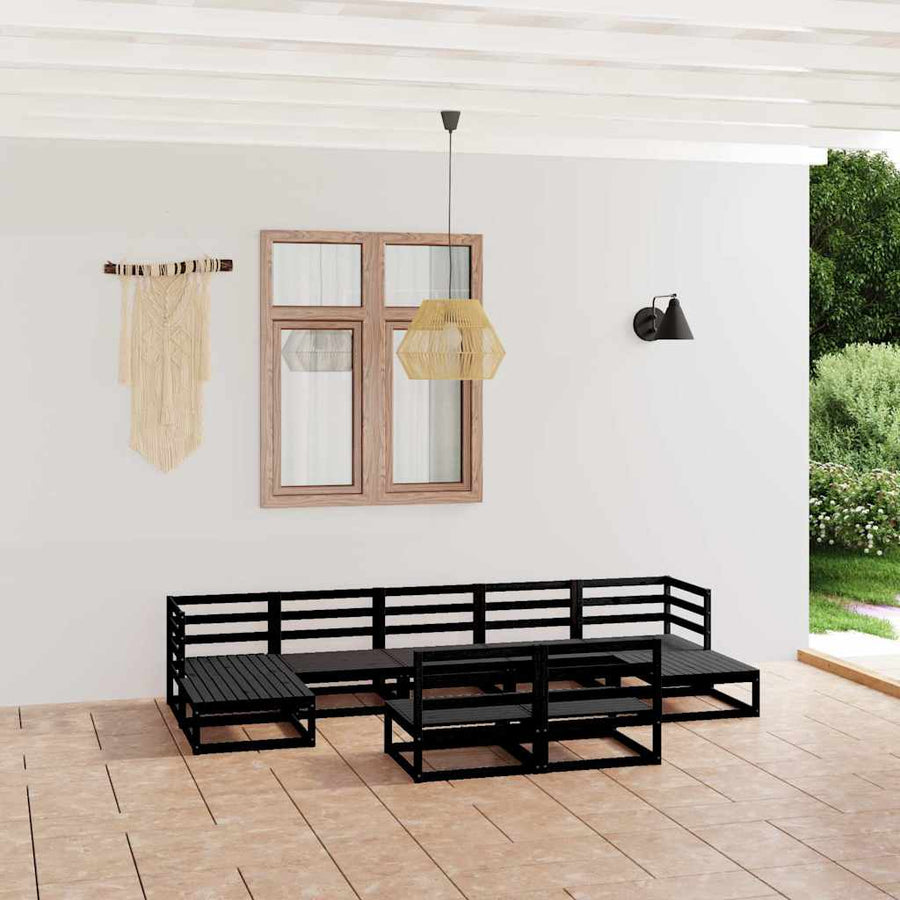 9 Piece Garden Lounge Set Solid Wood Pine