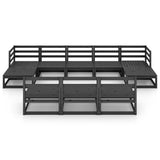 10 Piece Garden Lounge Set Solid Pinewood - Side View