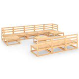 11 Piece Garden Lounge Set Solid Pinewood - Front View