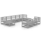 10 Piece Garden Lounge Set Solid Pinewood - Front View