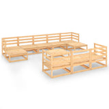 11 Piece Garden Lounge Set Solid Pinewood - Front View