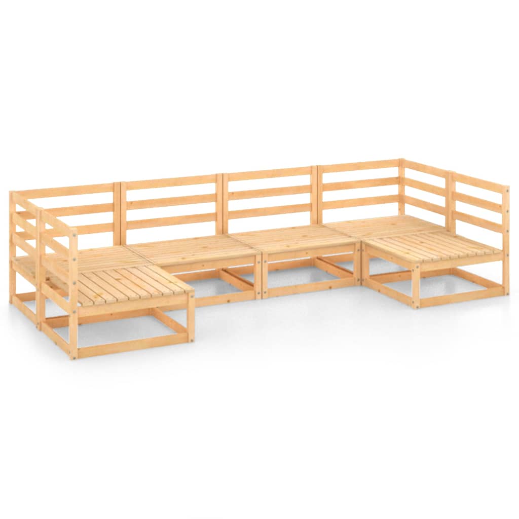 6 Piece Garden Lounge Set Solid Wood Pine