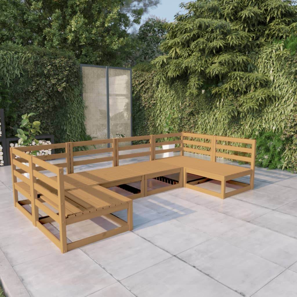 6 Piece Garden Lounge Set Solid Pinewood