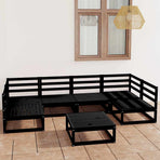 7 Piece Garden Lounge Set Solid Wood Pine