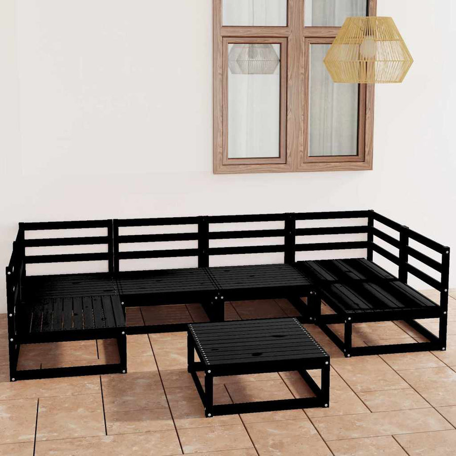 7 Piece Garden Lounge Set Solid Wood Pine