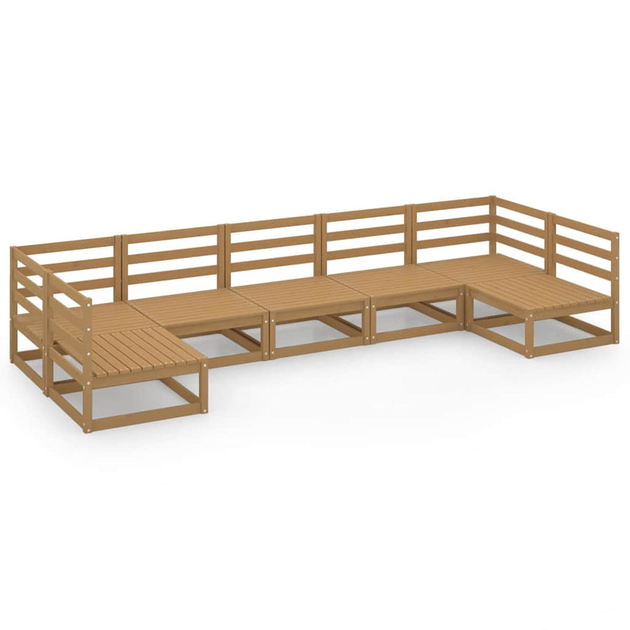 7 Piece Garden Lounge Set Solid Wood Pine