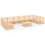 11 Piece Garden Lounge Set Solid Pinewood - Front View