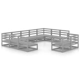 11 Piece Garden Lounge Set Solid Pinewood - Front View