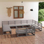 11 Piece Garden Lounge Set Solid Wood Pine