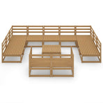 12 Piece Garden Lounge Set Solid Wood Pine