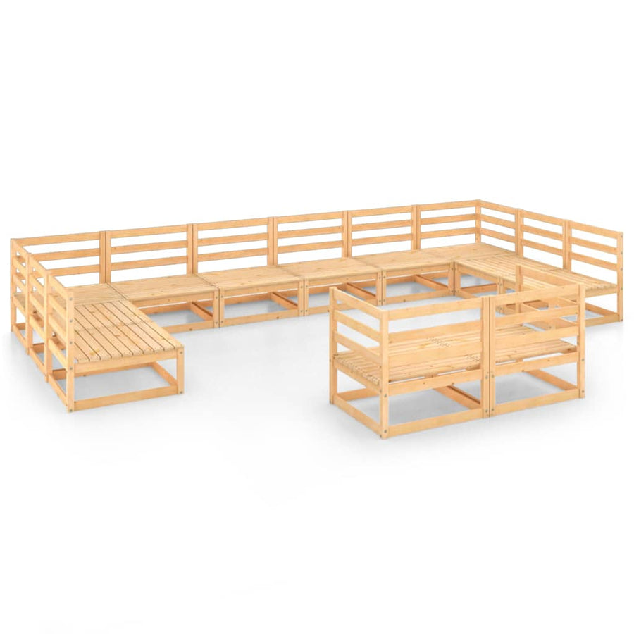 12 Piece Garden Lounge Set Solid Wood Pine