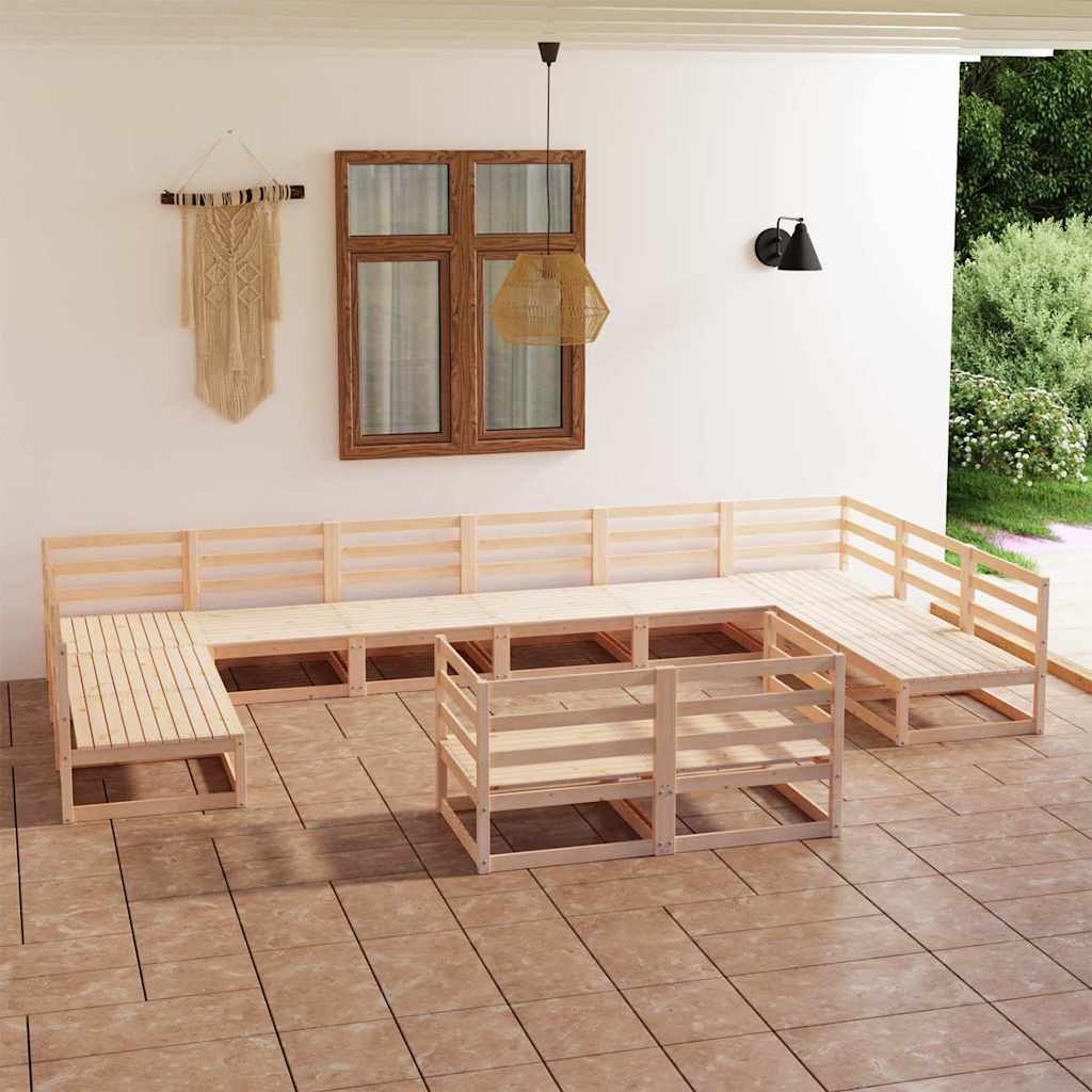 12 Piece Garden Lounge Set Solid Wood Pine