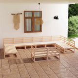 12 Piece Garden Lounge Set Solid Wood Pine
