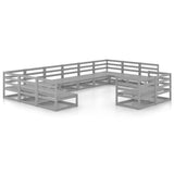 12 Piece Garden Lounge Set Solid Pinewood - Front View
