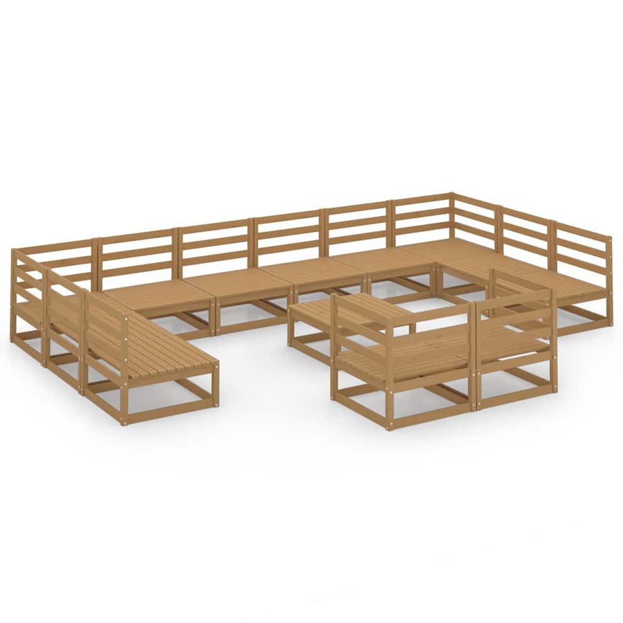 13 Piece Garden Lounge Set Solid Wood Pine