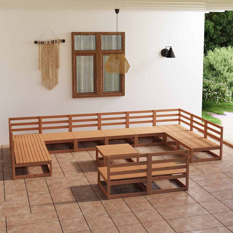 13 Piece Garden Lounge Set Solid Wood Pine