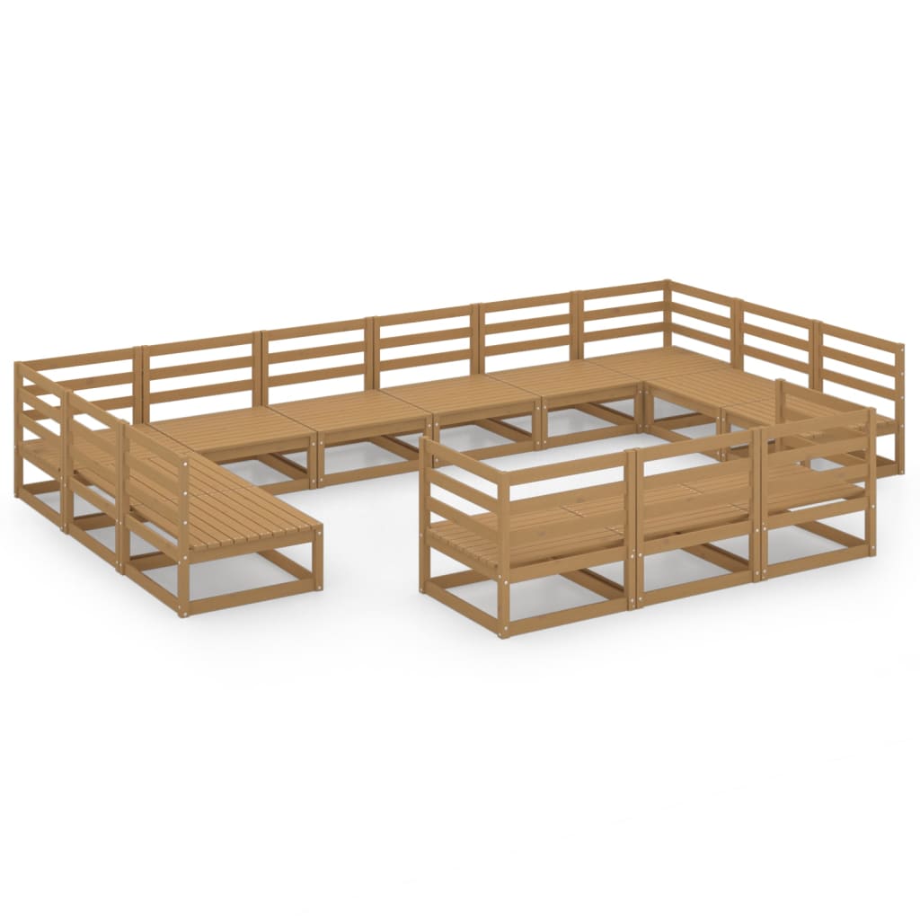 13 Piece Garden Lounge Set Solid Pinewood