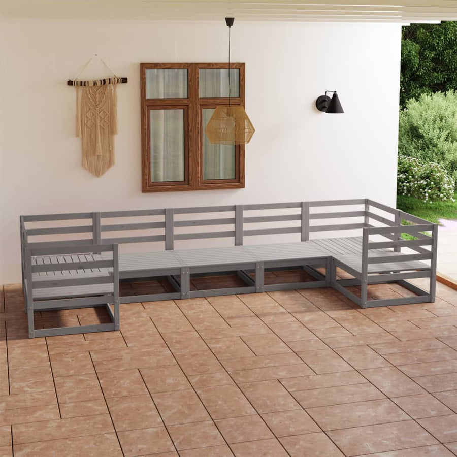 7 Piece Garden Lounge Set Solid Pinewood