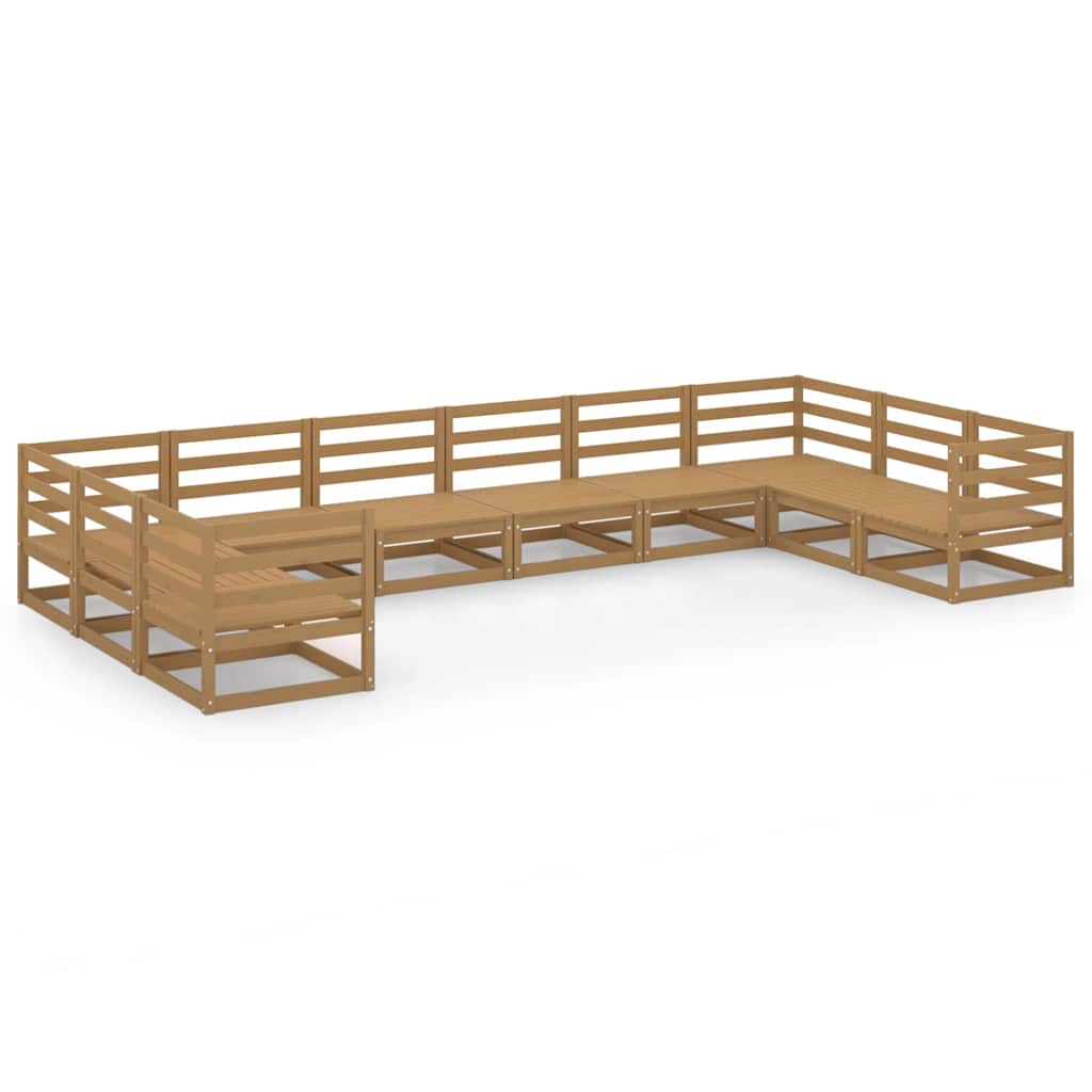 10 Piece Garden Lounge Set Solid Wood Pine