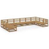 10 Piece Garden Lounge Set Solid Wood Pine - Front View