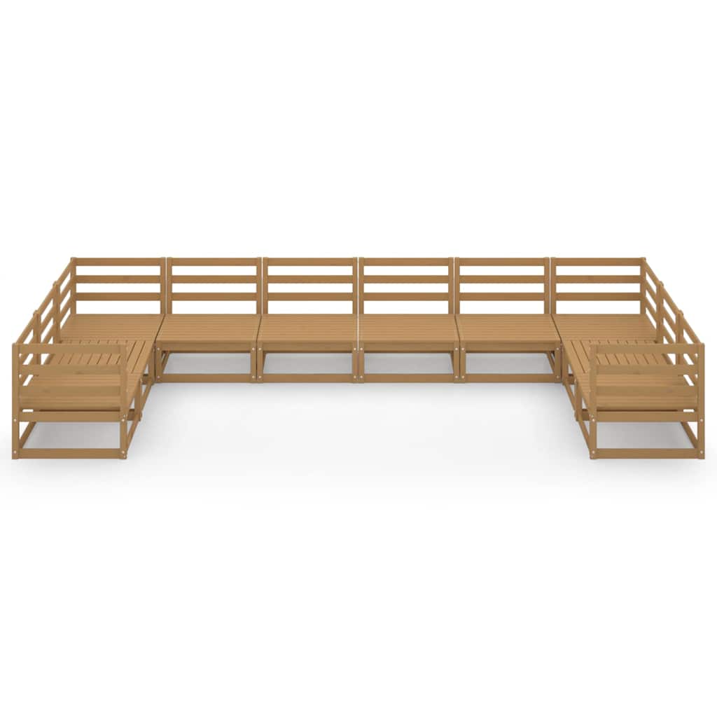 10 Piece Garden Lounge Set Solid Wood Pine