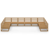 10 Piece Garden Lounge Set Solid Wood Pine