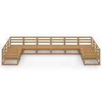 10 Piece Garden Lounge Set Solid Wood Pine