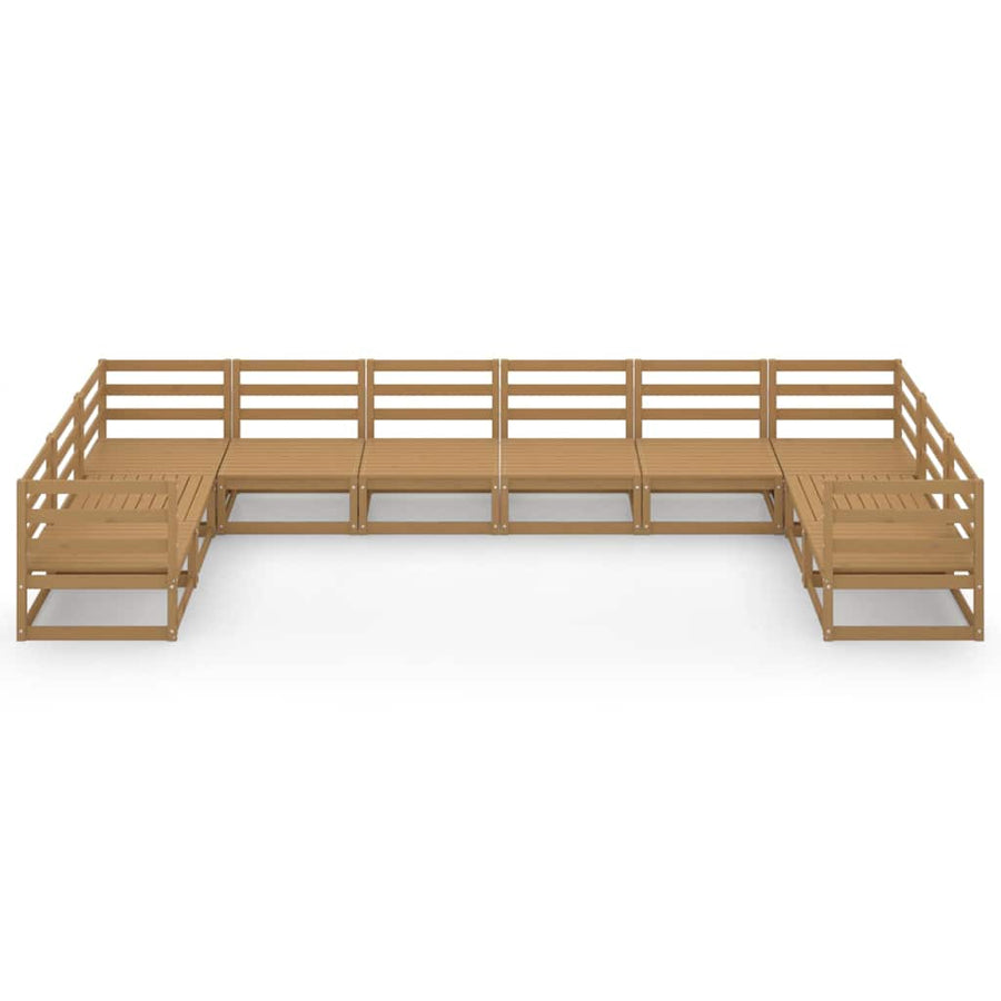 10 Piece Garden Lounge Set Solid Wood Pine