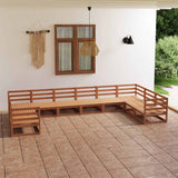 10 Piece Garden Lounge Set Solid Wood Pine