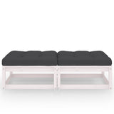 Garden Footstools with Cushions 2 pcs Solid Wood Pine
