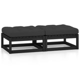 Garden Footstools with Cushions 2 pcs Solid Wood Pine