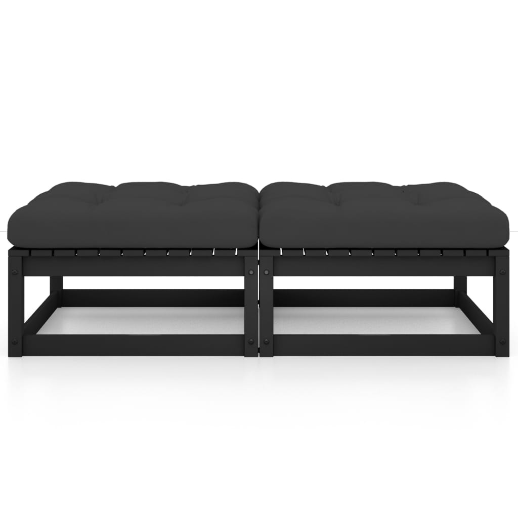Garden Footstools with Cushions 2 pcs Solid Wood Pine