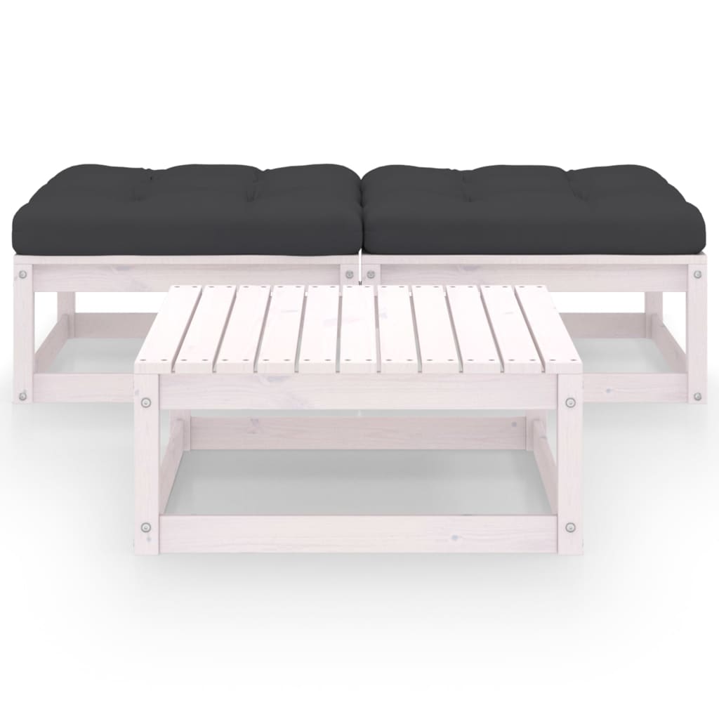 3 Piece Garden Lounge Set with Cushions Solid Pinewood