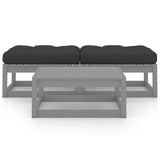 3 Piece Garden Lounge Set with Cushions Solid Pinewood - Front View