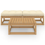 3 Piece Garden Lounge Set with Cushions Solid Pinewood - Front View