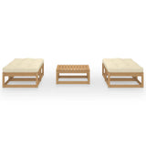 5 Piece Garden Lounge Set with Cushions Solid Pinewood - Front View