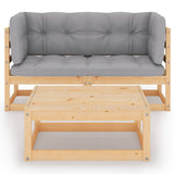 3 Piece Garden Lounge Set with Cushions Solid Pinewood - Side View