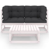 3 Piece Garden Lounge Set with Cushions Solid Pinewood - Side View