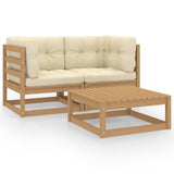 3 Piece Garden Lounge Set with Cushions Solid Wood Pine